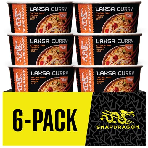 Image of Snapdragon Laksa Curry Instant Noodle Bowls | Coconut Curry Flavor with Rice Noodles | Gluten-Free | No MSG Added | 2.1 oz (6 Pack)