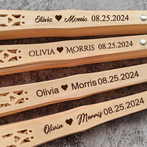 Éventail personnalisable pour invités de mariage champêtre - 30 pcs