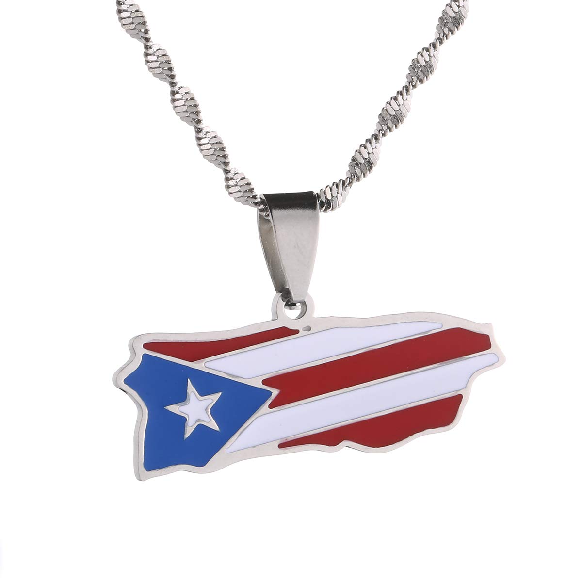 BR Gold Jewelry Stainless Steel Puerto Rico Map Pendant Necklaces for Women Puerto Ricans