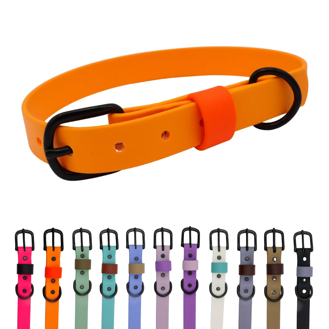 Collier pour chien imperméable flexible et facile à nettoyer orange fluo L