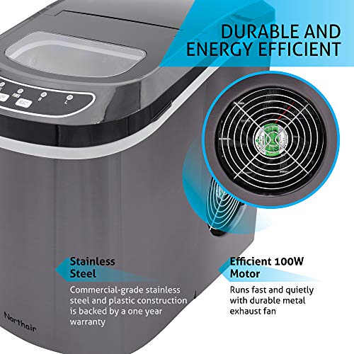Northair Stainless Steel Portable Countertop Ice Maker with 26 lb. Daily Capacity - Black - Thumbnail 4