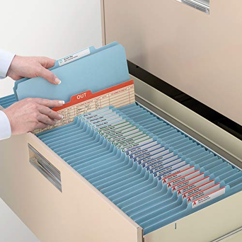 Smead 100% Recycled Pressboard Classification File Folder, 2 Dividers, 2" Expansion, Letter Size, Blue, 10 Per Box (14021) #TOP4