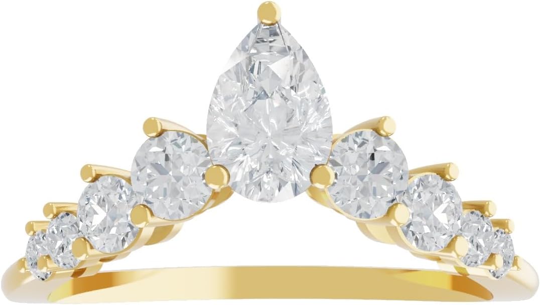 0.97 Carat Lab Grown Diamond Engagement Ring 14K Solid Gold, HRD Certified (G-H Color VS1 Clarity) Ring for Women, Wedding Ring