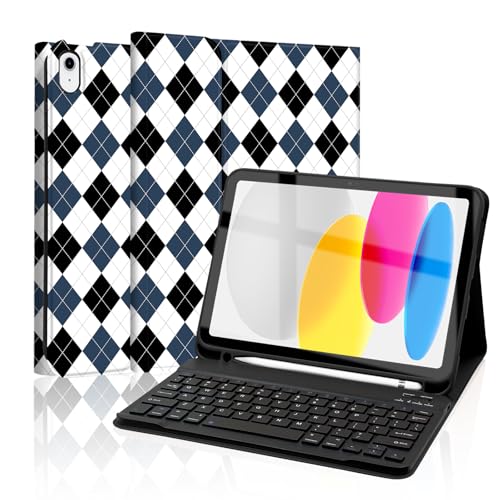 Mewealth (�~�[�E�F���X) iPad ��11���� ��10���� �y���V���z���_�[�t�� ���C�����X�L�[�{�[�h�J�o�[ ��11���� A16 11�C���` 2025 ��10���� 10.9�C���` 2022�N���� �_�C�������h�`�F�b�N�� �u���b�N �u���[ �z���C�g