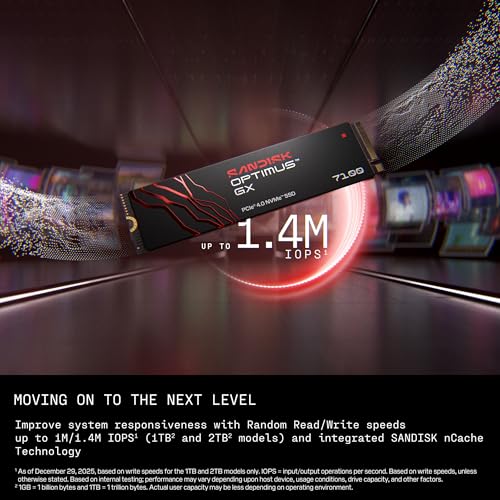 Image of SANDISK 1TB Optimus GX 7100 NVMe SSD - PCIe Gen 4, M.2 2280, Up to 7,250 MB /s Read Speed - SDSP71100TAN