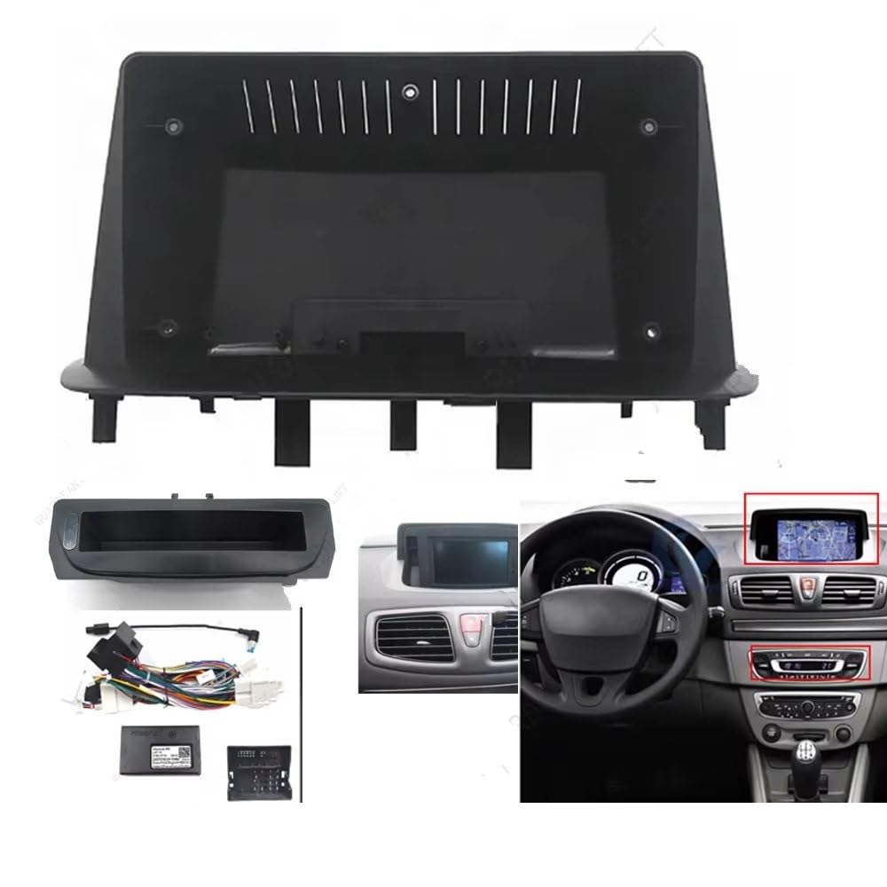 Marco plástico Radio para Megane 3 para Fluence 2008-2016 9 Pulgadas Radio Coche Fascia Marco Android Unidad Principal Panel Tablero Cable Canbus
