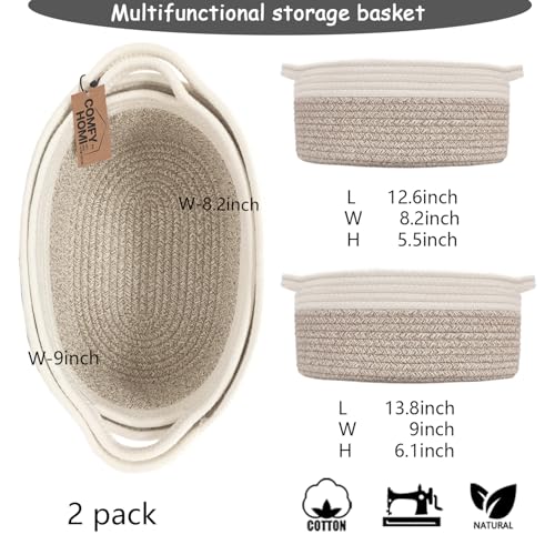 Image of COMFY-HOMI Oval Rope Basket with Handles for Shelves,Toys,Book, Cloth Storage Baskets for Organizing Toy Decorative Organizer for Living Room, Bathroom