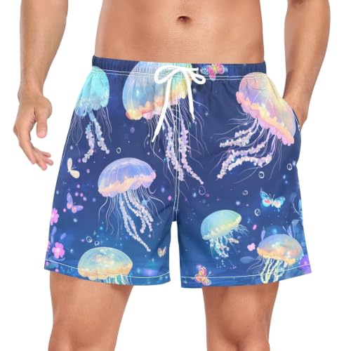 Pantalones cortos de natación de hombre bañador azul con estampado de dibujos animados