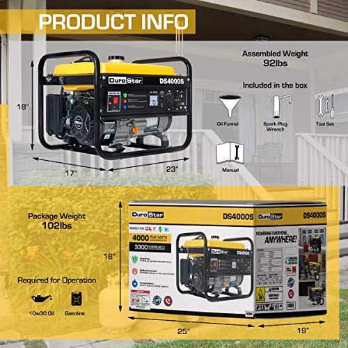 Durostar Ds4000S Portable Generator, Yellow/Black #TOP6