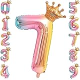 Foil Globo Numero 7, 40" Grande Globos para decoraciones de suministros de aniversario de fiesta de cumpleaños de princesa (#7 )
