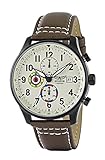Aviator F-Series Men's Vintage World War II Pilot Design Quartz Chronograph 100 Meters Waterproof Watch Brown Leather Strap Wristwatch