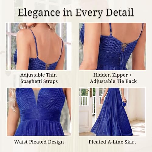 Image of Sexy Backless Maxi Formal Dress for Women with Sequin, Sleeveless Pleated Evening Gowns for Wedding and Cocktail