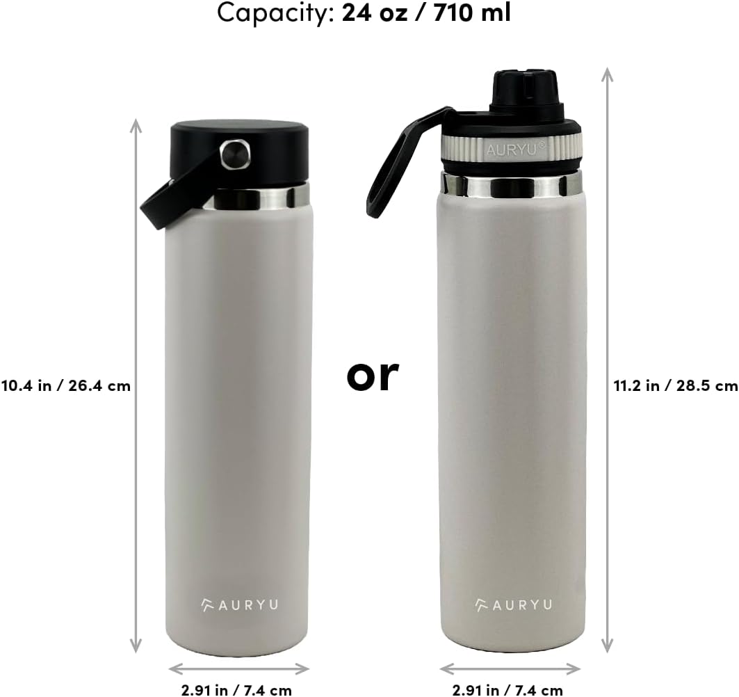 Oat 24oz Triple-Walled Insulated Stainless Steel Water Bottle – Wide Mouth, Leak Proof Flask with Bonus Spout Lid – BPA-Free Thermos for Gym, Hiking, Travel, Hot & Cold Beverages - Image 3
