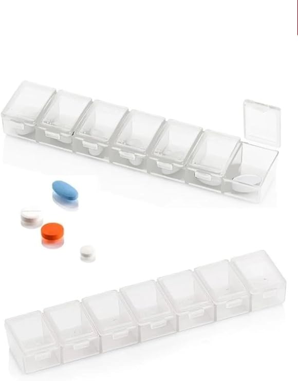Luti Concept Weekly Daily Medicine Storage Box 7 Day Medicine Storage Container, Seven Compartment MEDICINE BOX 7 DAYS, One Week Medicine Storage Box