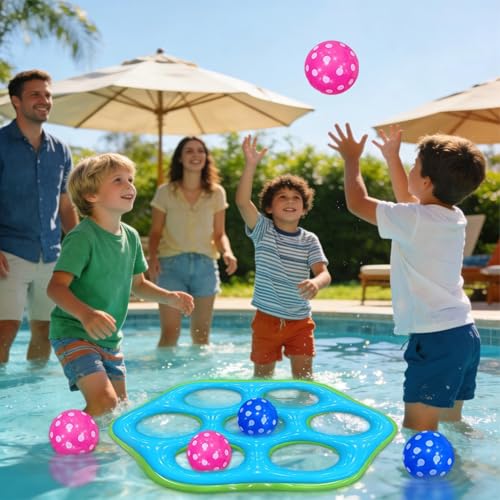 Jeu d'anneaux de lancer hexagonaux flottants avec structure stable en vinyle