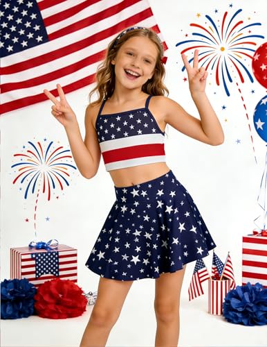 Image of Arshiner Girls 3 Piece Swimsuit for Teen Girl Tankini Swimsuits Bathing Suit Beach Bikini Swimwear with Skirt