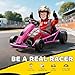 Aosom 24V 8.1 MPH Electric Go Kart, Drifting Car Battery Powered Ride on Toy Outdoor with Slow Start, Music, Horn Honking and Safety Belt, for 8-12 Years Old, Pink