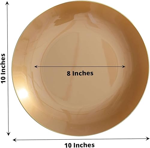 Miniatura 103 de Efavormart - Paquete de 10 platos redondos de plástico martillado transparente de 9 pulgadas para aperitivos de postres con borde dorado, plato