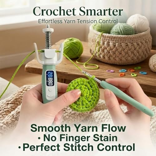 Crochet Tension Tool with Row & Stitch Counter, 2-in-1 Yarn Guide Regulator, Ergonomic for Arthritis Hands & Beginners, Left Right Handed Crochet Accessories — view 4