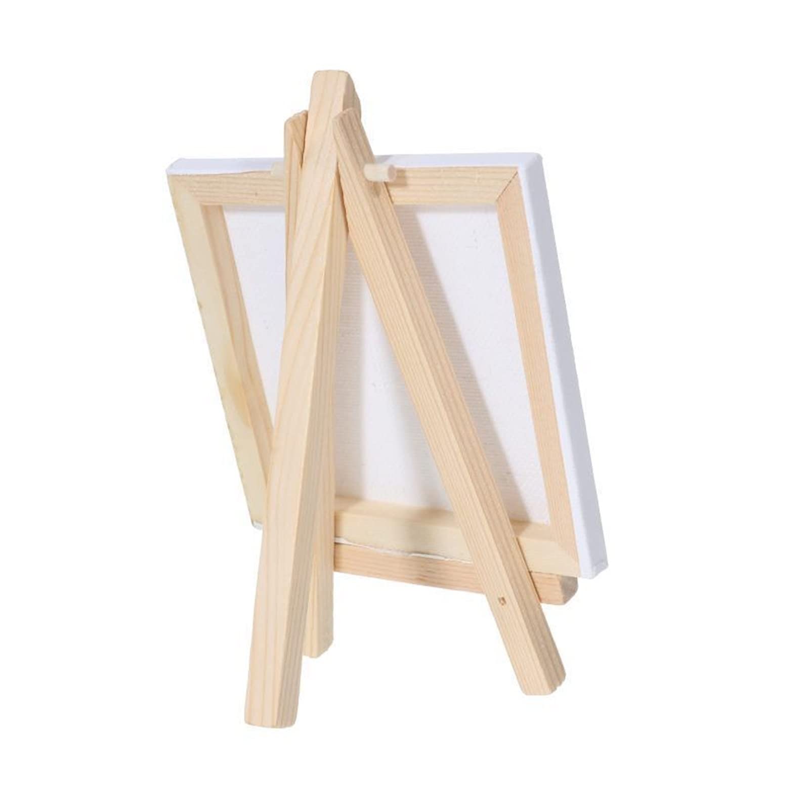 ZZZYW Artistas de 12 Piezas de 5 Pulgadas Mini Caballete +3 Pulgadas x3 Pulgadas Mini Lienzo Pintura de niños Artesanía Bricolaje Dibujo de Caballete de Mesa pequeña (Color : W, tamaño : 10x10cm)