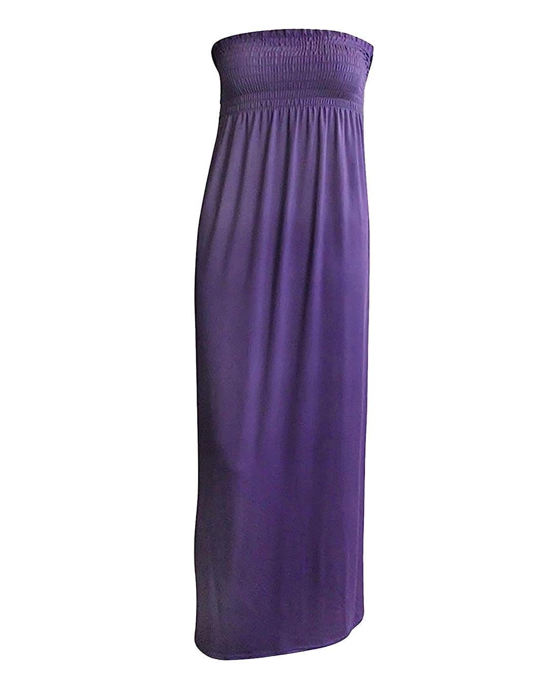 Fashion Fairies Women's Purple New Sleeveless Boobtube Bandeau Maxi Sheering Long Dress Uk 8-26