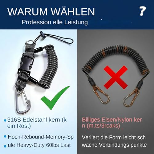 Clip de resorte lanyard extensible espiral para accesorios buceo 7