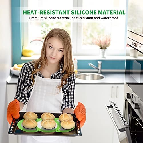 HEMOTON 3pcs Round Silicone Baking Mat, 20cm/ 7. 8in Premium Non Stick Reusable Baking Mat For Round Cake Pan Liner Baking Sheets (20CM, Green)