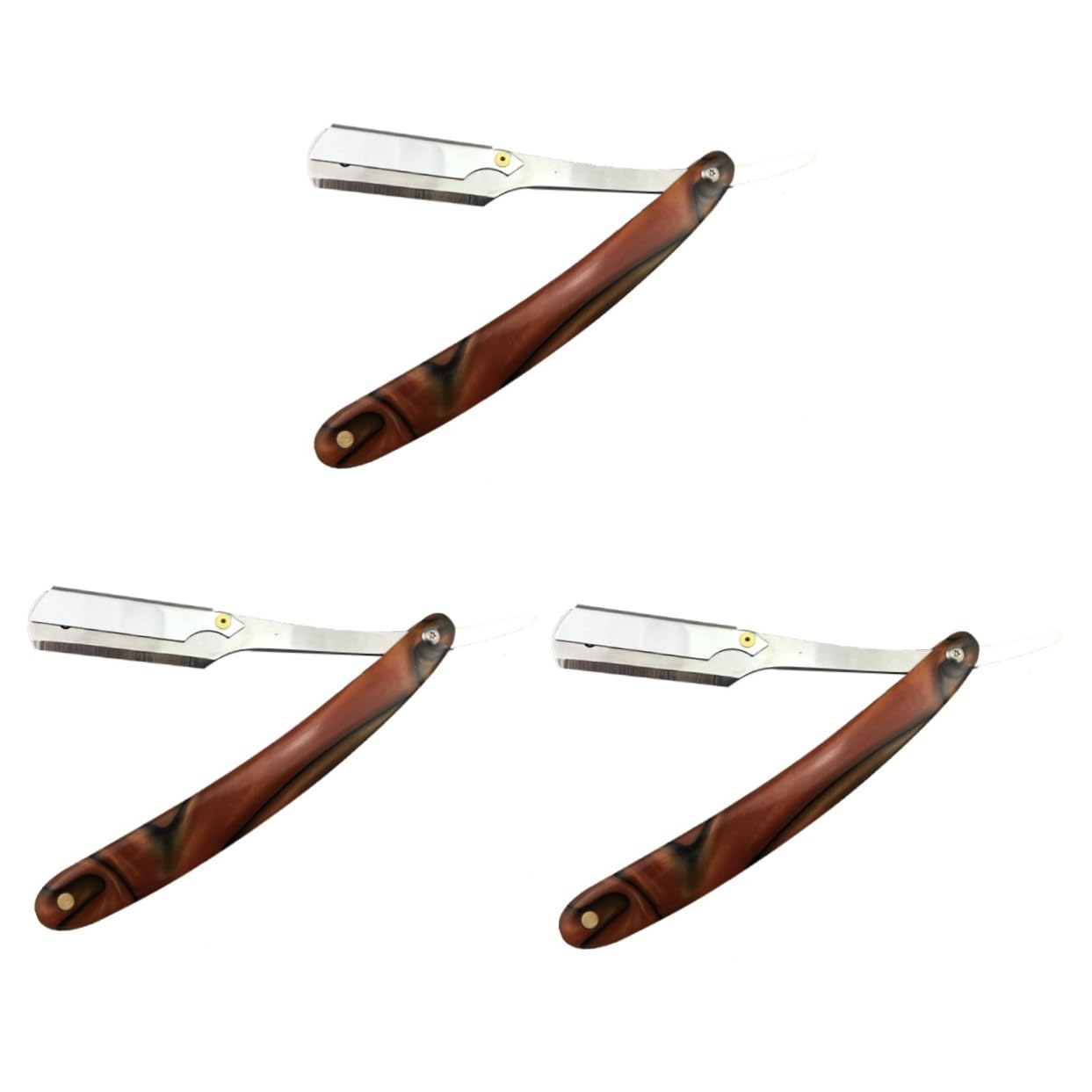 Baluue 3pcs Barber Steel Razor Men's Manual Razor Vintage Holder Perfect for Home Travel Easy to Open Guard