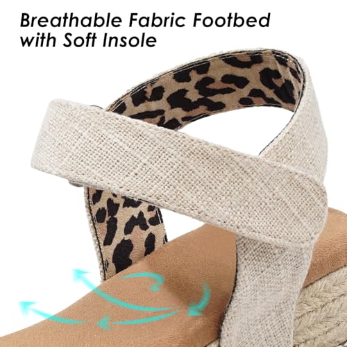 Image of Dodow Womens Espadrilles Wedge Sandals Closed Toe Mid Heel Ankle Strap Dress Sandals