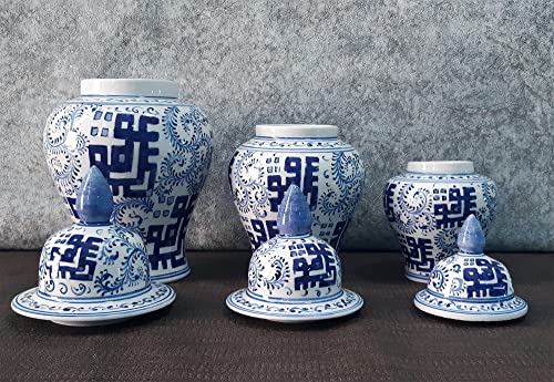 Elegant Handmade Ceramic Ginger Jar Set – Chinoiserie Decor in 3 Sizes (21, 26, 31 cm) for Timeless Home Styling - Image 3