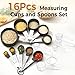 16PCS Measuring Cups and Spoons Set, Measuring Spoon Set with Metric and US Measurements, Fits for Measuring Dry and Liquid - Black