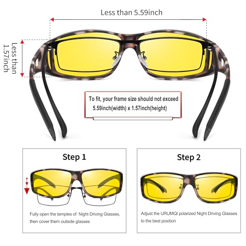 Image of URUMQI Night Vision Driving Glasses Fit Over Eyeglasses for Men Women