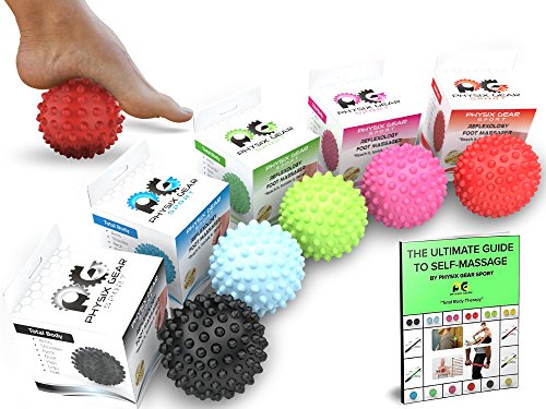 Spiky Massage Ball - Foot Massage Ball, Trigger Point Ball, Plantar Fasciitis Ball Massager, Physical Therapy Deep Tissue Myofascial Release Massage Tools for Yoga, Workout, Muscle Rehab (Red)