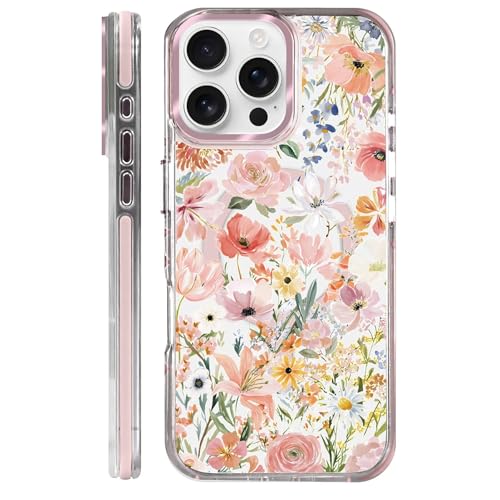 Coque iPhone 16 Pro Max antichoc fleurie pour éviter les rayures au dos