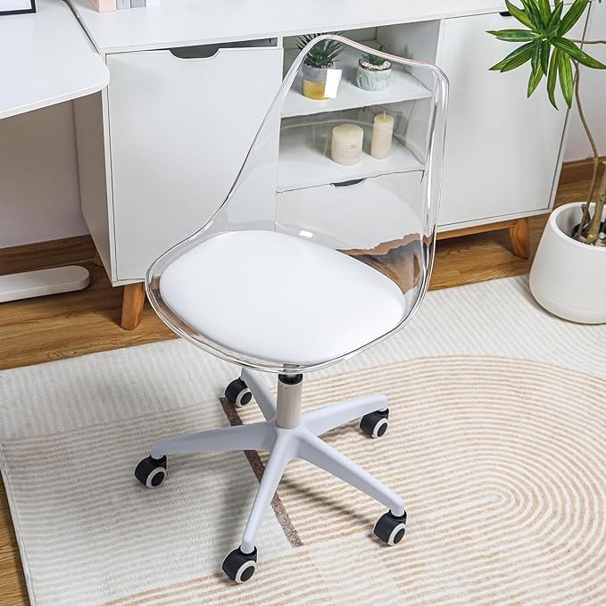 Modern Desk Chair Acrylic Chair, Modern Small Cute Armless Vanity