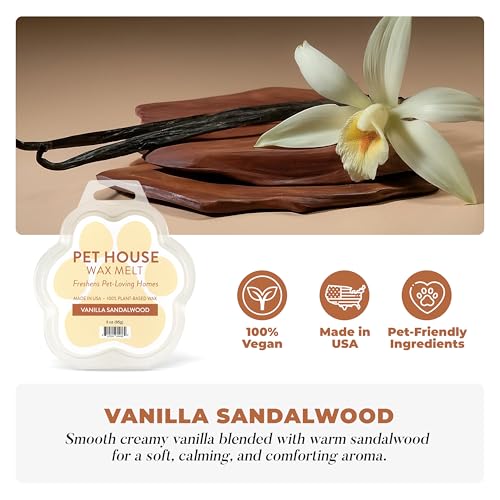 Image of Pet House Scented Wax Melts Long-Lasting, Pet-Friendly Plant Based, Wax Melts for Home, Vanilla Sandalwood 3 OZ Each, 2 Pack