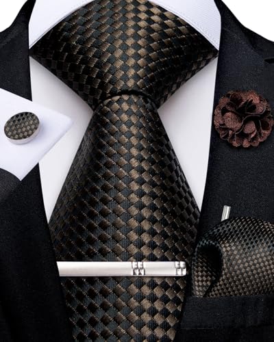 Image of DiBanGu Silk Pre-tied Ties for Men Formal Adjustable Necktie Set