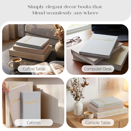 Hiwhy Decorative Book Storage Box Set of 3, Linen Faux Books for Coffee Table, Stylish Decorative Books for Bookshelf, Photo Organization, Keepsake Storage, Home Decor, Blue Gray - Image 8