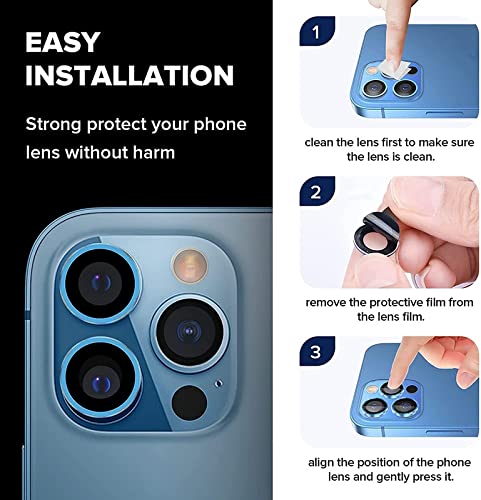Image of For iPhone 13 Pro /13 Pro Max Alloy Metallic Camera Ring Tempered Glass Lens Guard Protector 9H Hardness[Pack OF 3,Gold]