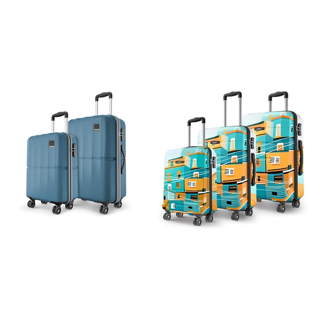 Genius Theo 8 Wheels Set of 2 (Cabin + Medium) Trolley Bags, Hard Case Polycarbonate, 360 + Oasis 55, 65 & 77 Cms Polycarbonate Trolley Bag, Printed Cabin 8 Wheels Spinner Travelling-image-38