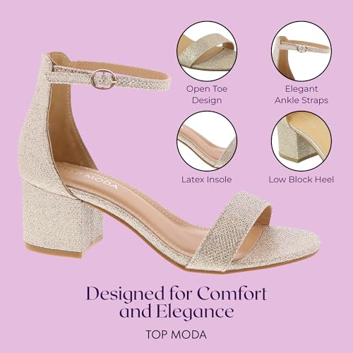 Image of TOP Moda Darcie-1 Ankle Strap Dressy High Heel Sandal, Non-slip Sole, For Wedding, Party, Prom, Evening Wear, or Any Occasion, Sleek Style Block Heel Sandals