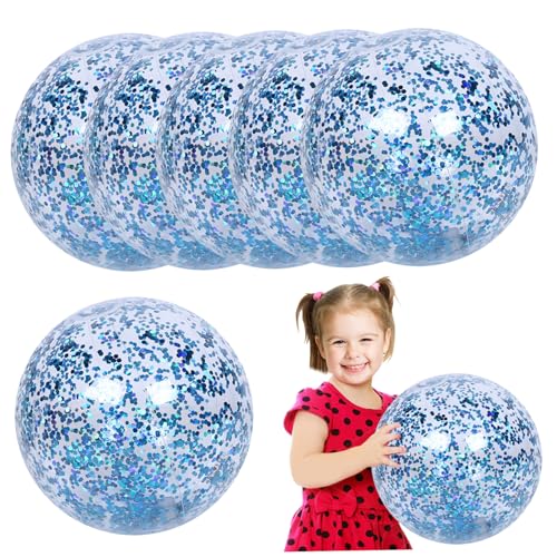 Balles de plage scintillantes 24'' lot de 6 avec gonfleur pour piscine et jeux d'été