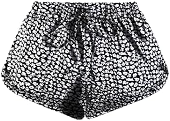 Avanova Women's Floral Print Shorts Elastic Waist Casual Running Workout Active Shorts White X-Large
