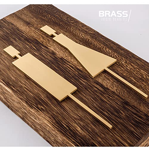 Letrero para inodoro, Letrero de WC para hombres y mujeres de latón Conjunto de figuras de flecha, Letreros para puertas de baño modernos, Señalización para discapacitados para hotel, Tienda, Estacio