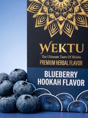 Image of WEKTU Premium Herbal Hookah Flavour, Blueberry and Cool Water, No Tobacco, No Nicotine, Pure Plant Extracts