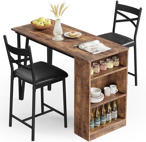 Bartisch Set 3-Teilig, Esstisch Klappbar mit 2 Barhockern und 3...