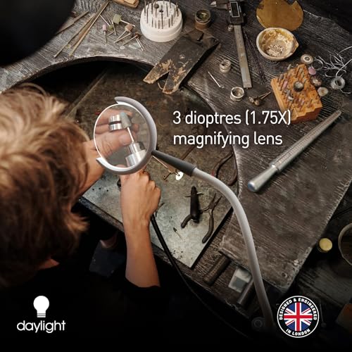 Daylight Company - Magnificent Pro - Magnifying lamp, Bright 6,000K Daylight LEDs, CRI 95+, 3 in 1 Lamp, 1.75X semi-Rimless Lens, Lumens: 600, White - Image 6