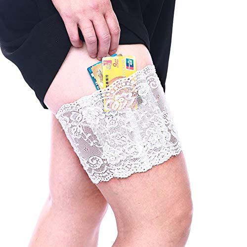 CAREOR Liguero de muslo grueso con encaje antideslizante para mujer con bolsillos de seguridad para teléfono para mujeres y niñas Cover