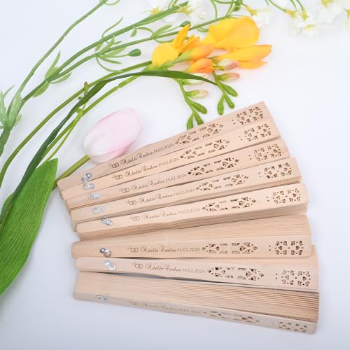 Éventails personnalisés pour cadeaux de mariage yky lune : lot de 40 en bois pour invités - 3