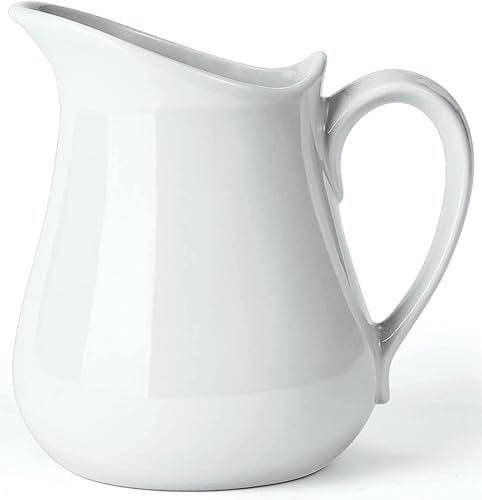 Yedio Jarra de crema de leche de porcelana con asa, jarra de crema de porcelana blanca de 17 onzas para café y té disponible en Yaxa Peru